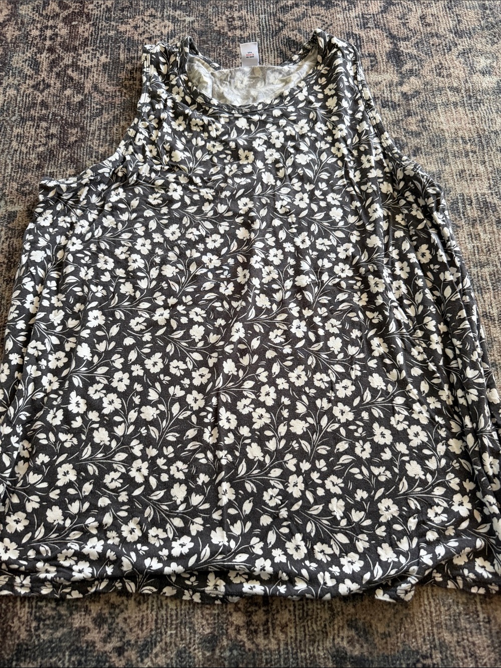 Old Navy Black Floral Sleeveless Tank Top